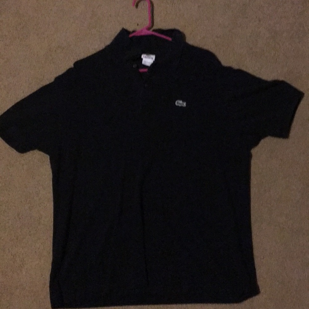 Black Lacoste collared T